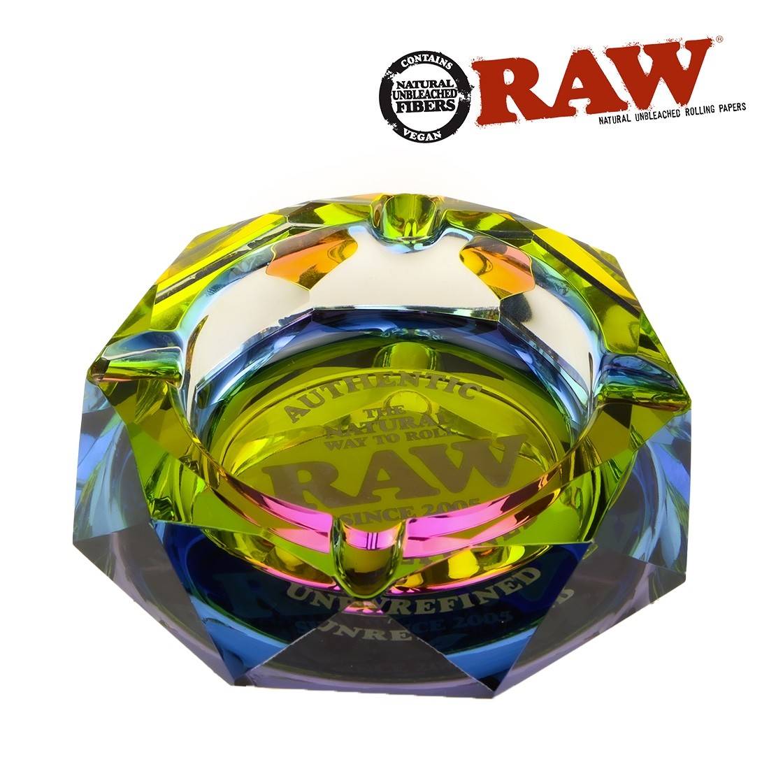 Cendrier En Verre Multicolore - Diamètre 8.3 Cm, Forme Ronde, Lavable Au Lave-vaisselle