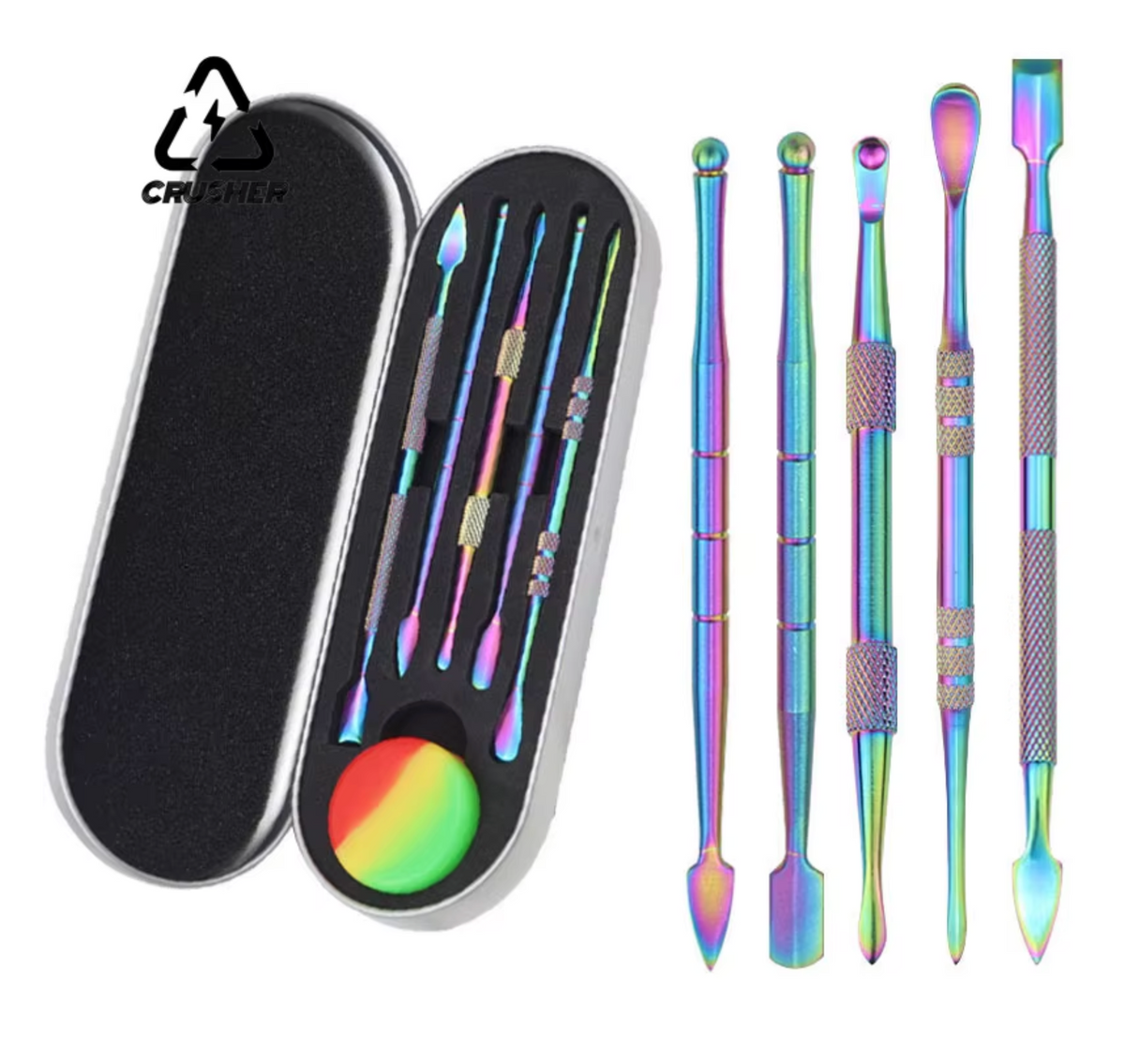 CRUSHER – KIT DE 5 DAB TOOLS + POT EN SILICONE