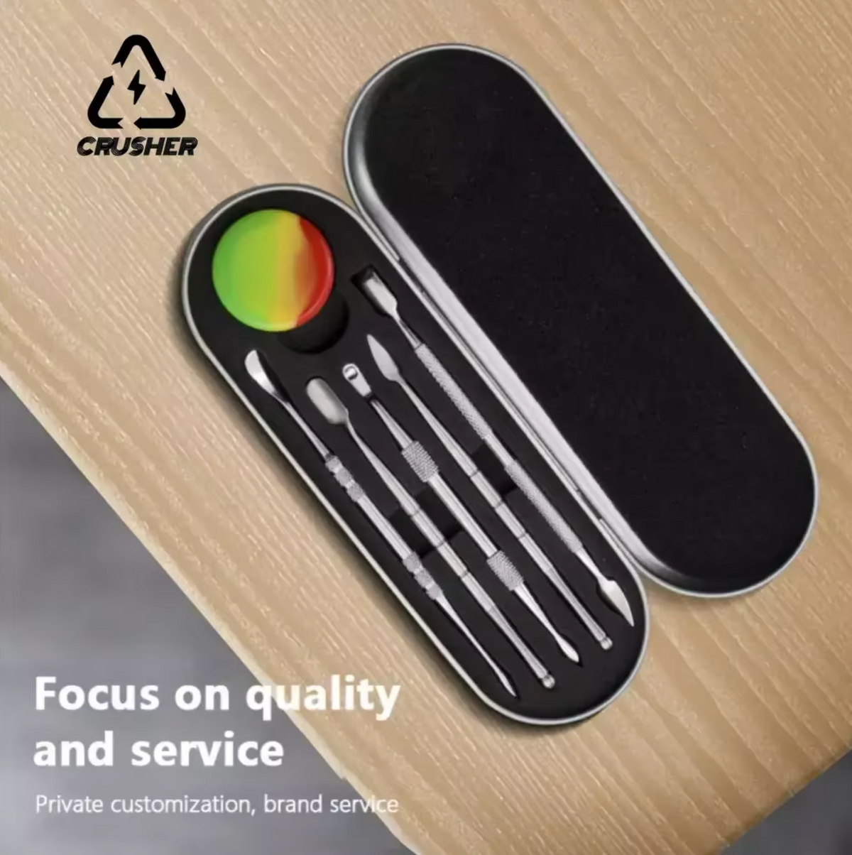 CRUSHER – KIT DE 5 DAB TOOLS + POT EN SILICONE