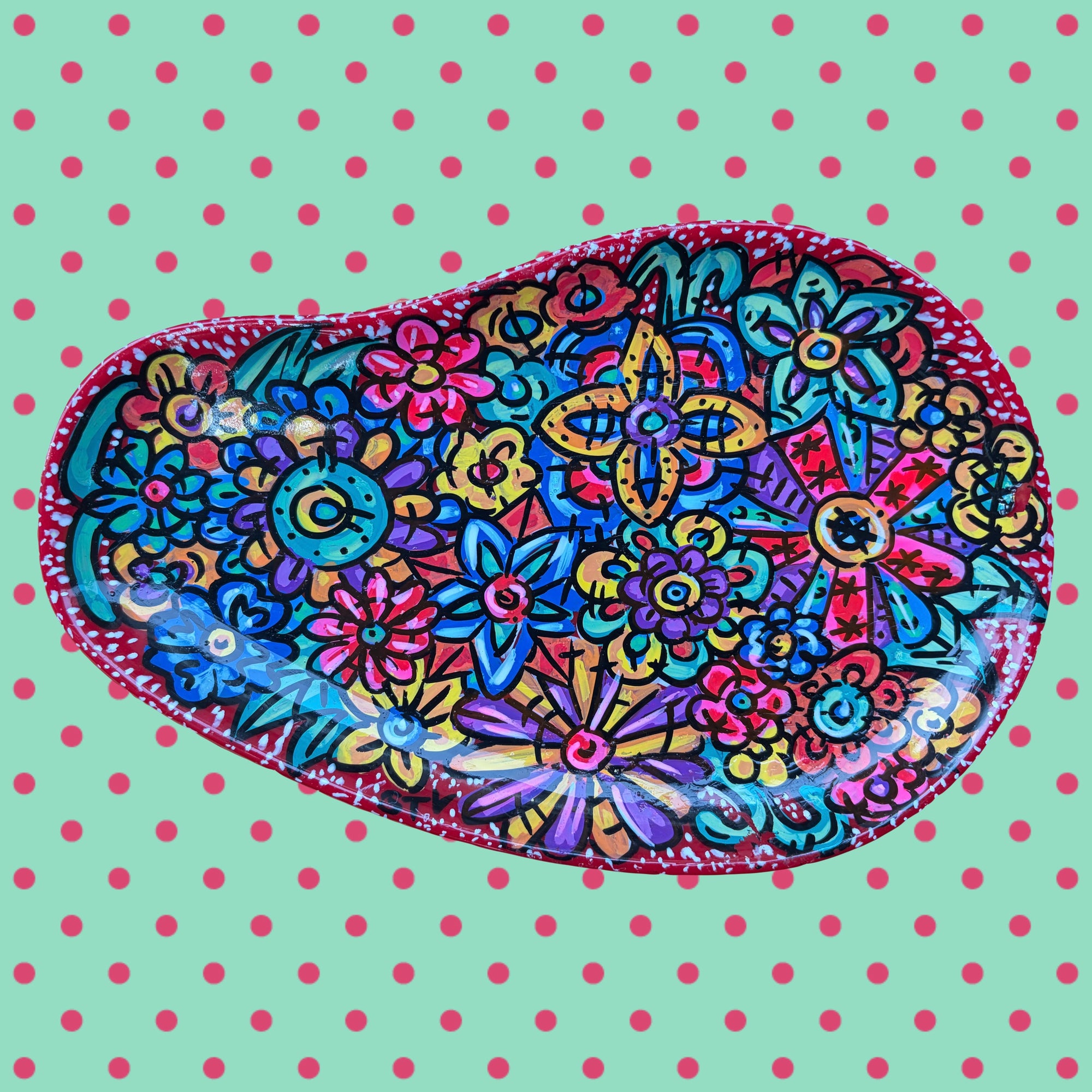 Plateau STL m'en important? - Doodle art floral arrondi
