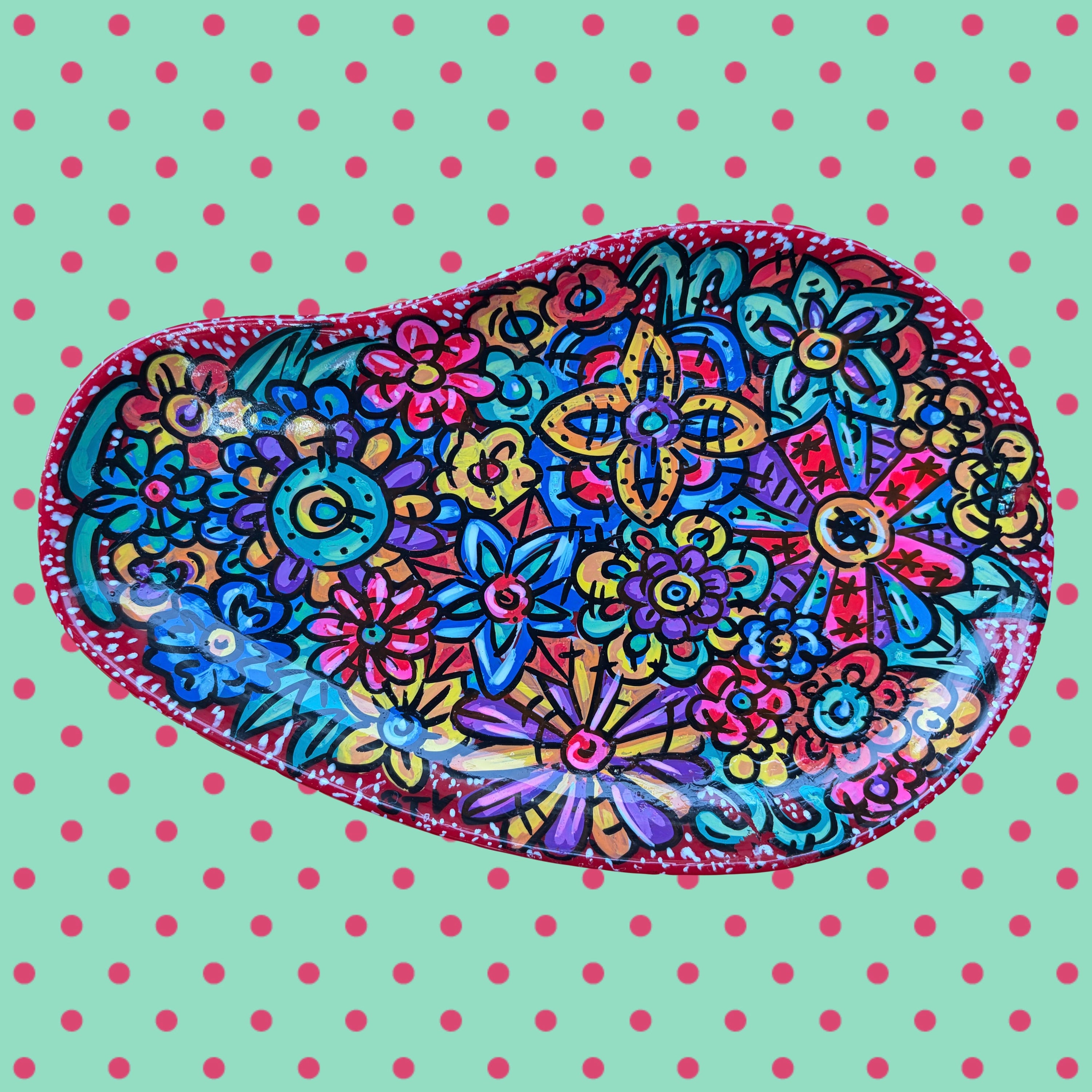 Plateau STL m'en important? - Doodle art floral arrondi