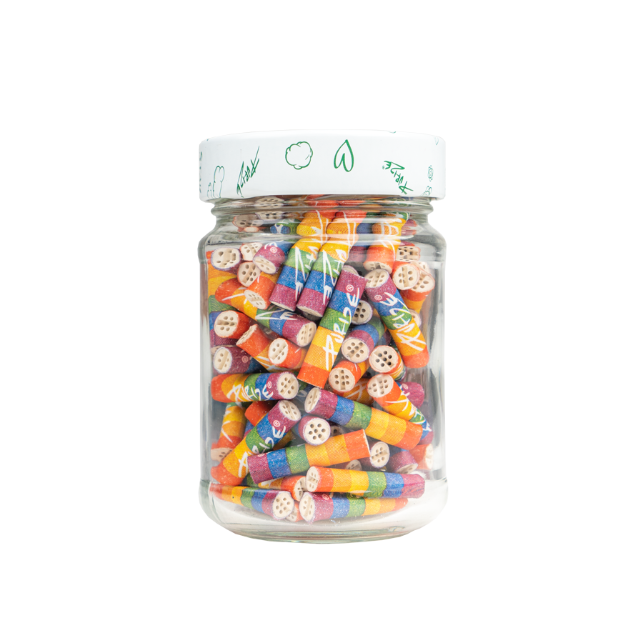 PURIZE Glass jar 100x XTRA Slim Size filters Rainbow 6mm