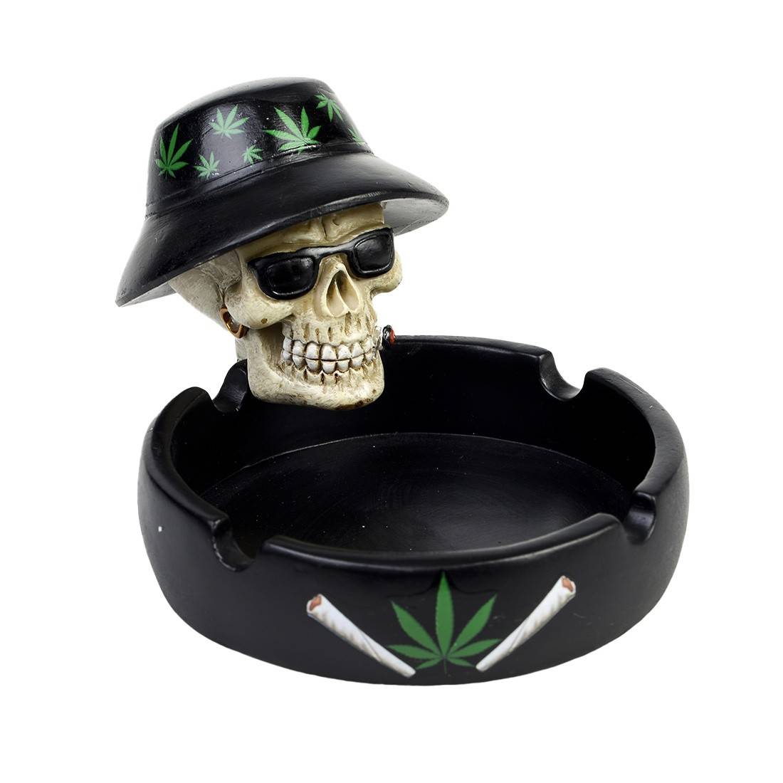 CENDRIER TETE DE MORT HAT AND GLASSES