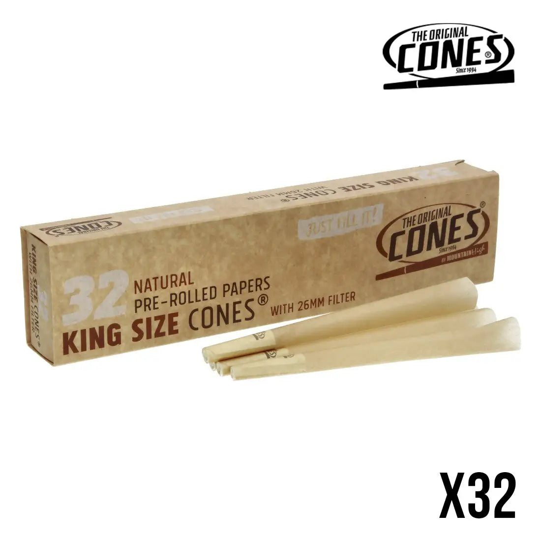 CONES NATURAL KING SIZE BROWN 11CM PAR 32