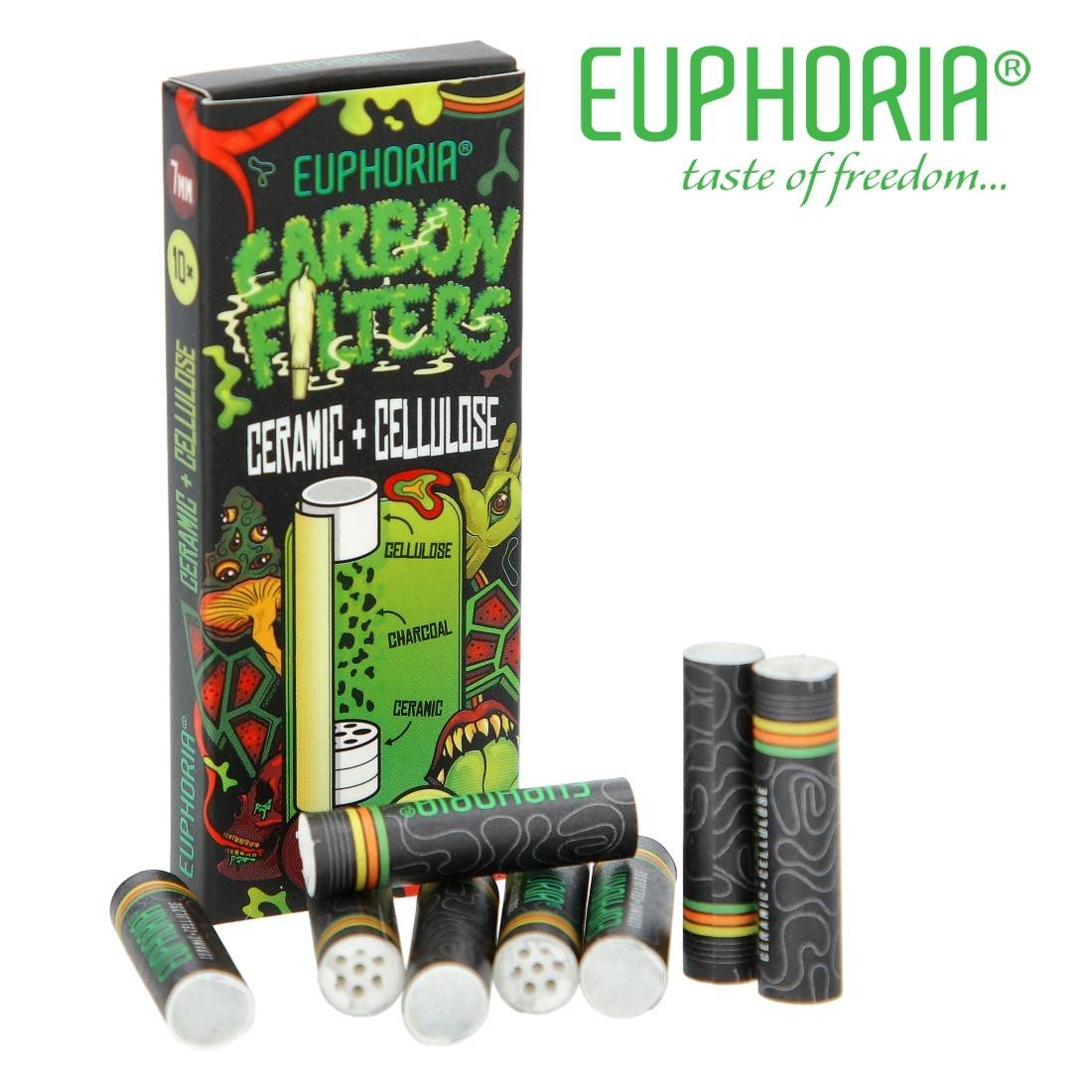 FILTRES EUPHORIA CHARBON ACTIF CERAMIQUE ET CELLULOSE 7MM PAR 10