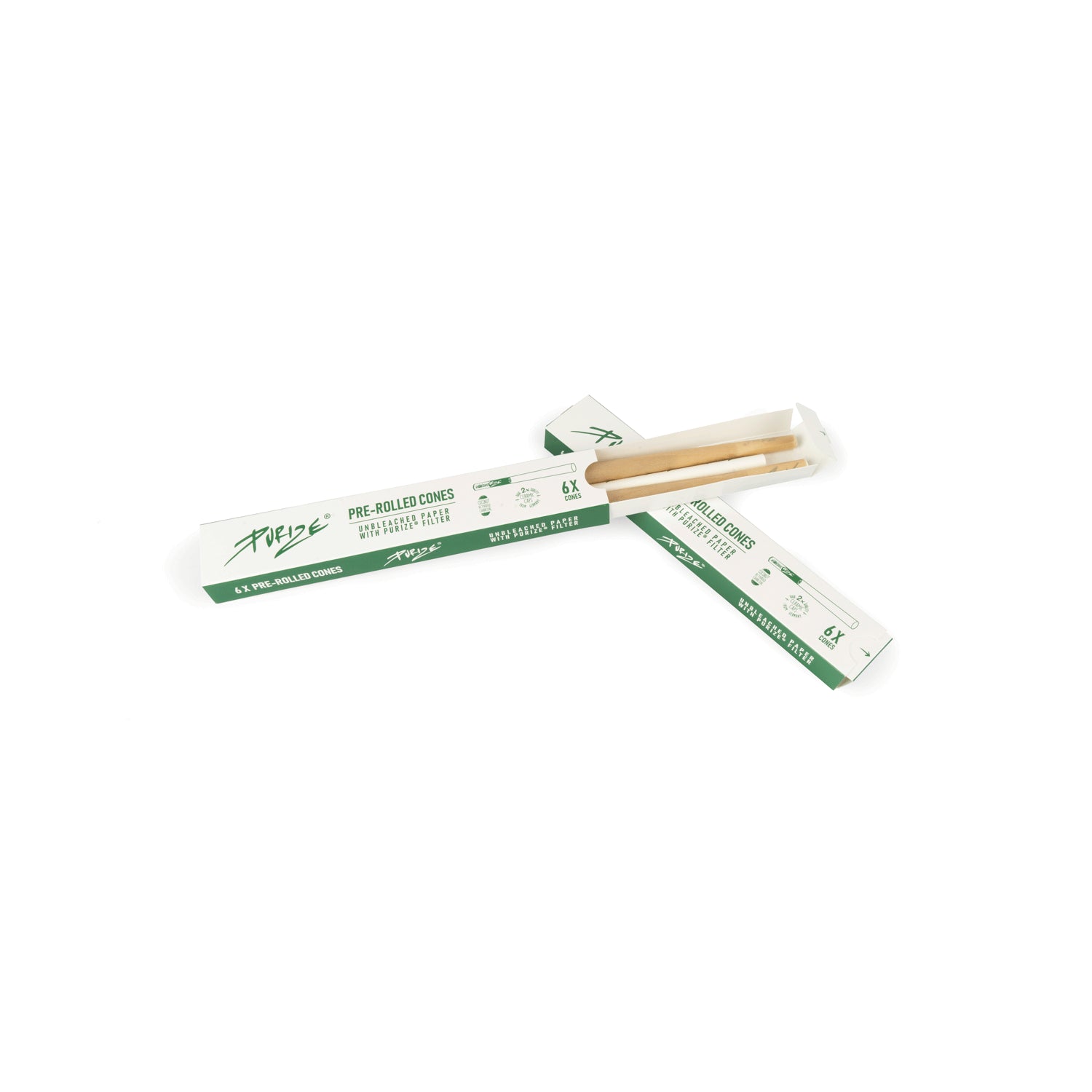 Purize Unbleached King Size Slim Cones with Active Coal Filters x6