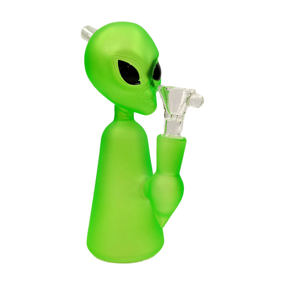 Bang en Verre Epais Alien Vert 17cm