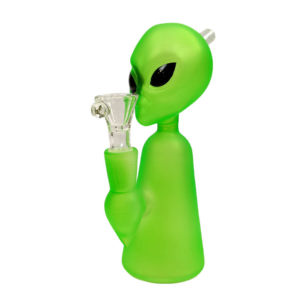 Bang en Verre Epais Alien Vert 17cm