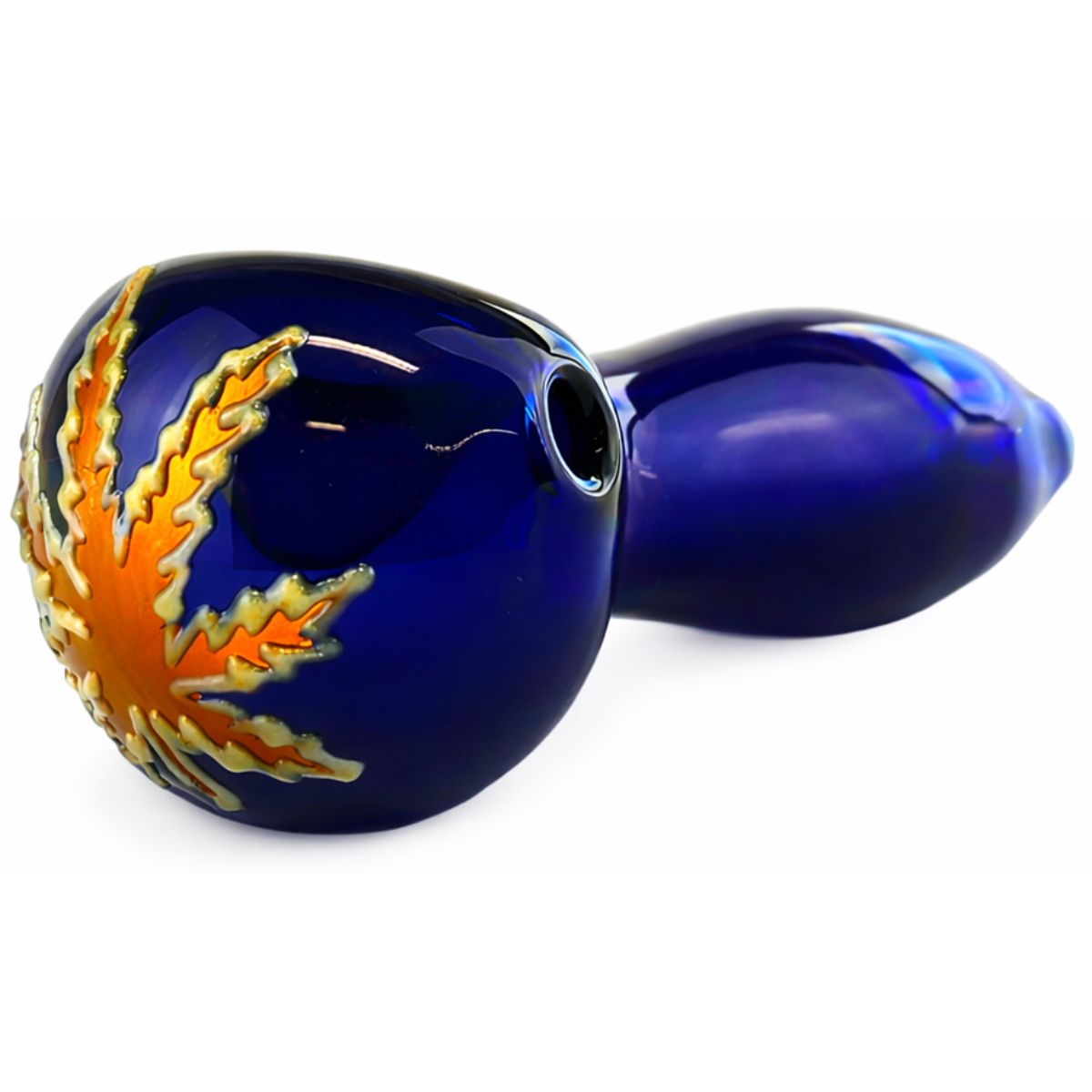 Pipe en Verre Brille dans le noir Bleu 10cm