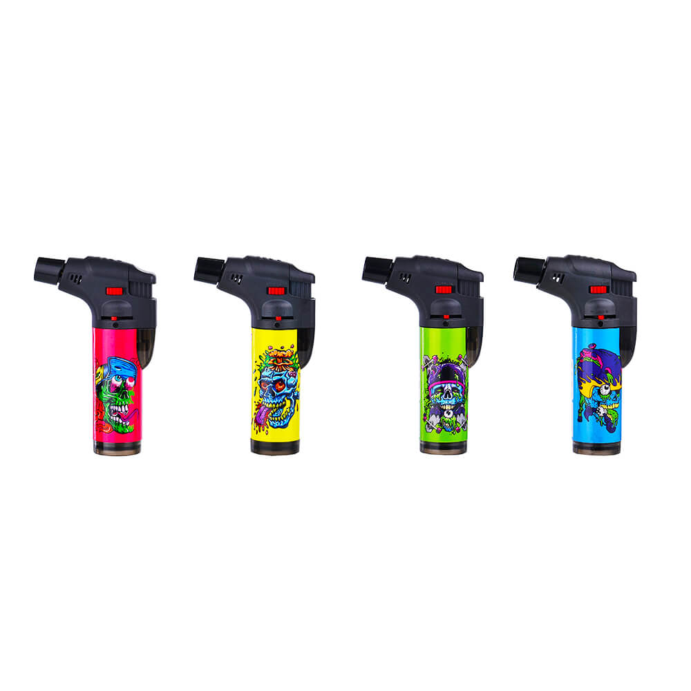 Prof Crazy Skulls Résistant au Vent Flame Bleue Briquets