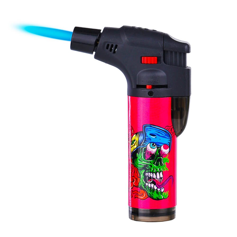 Prof Crazy Skulls Résistant au Vent Flame Bleue Briquets