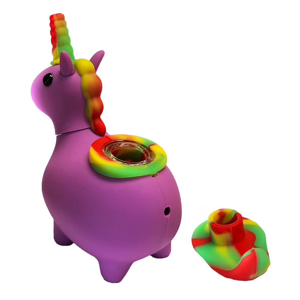 Licorne Mauve Pipe en Silicone 12cm