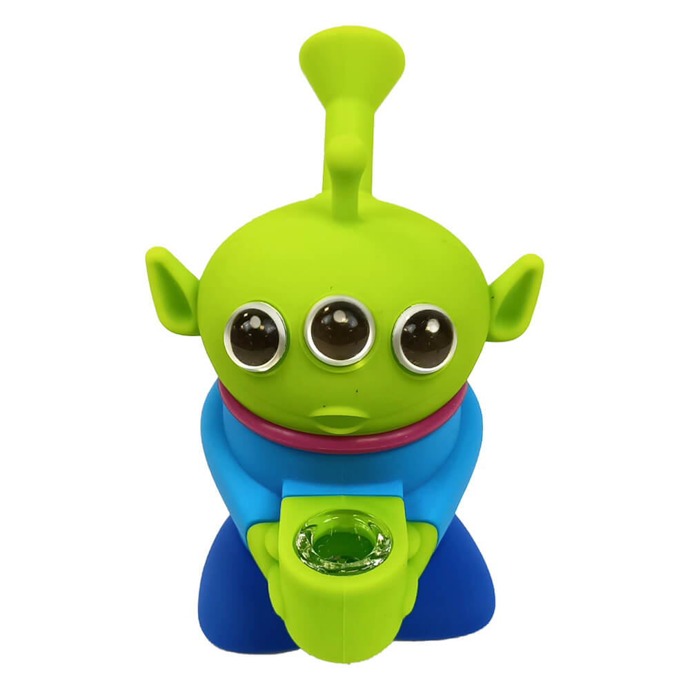 Bong en Silicone Alien à Trois Yeux avec Pièces Amovibles 14cm