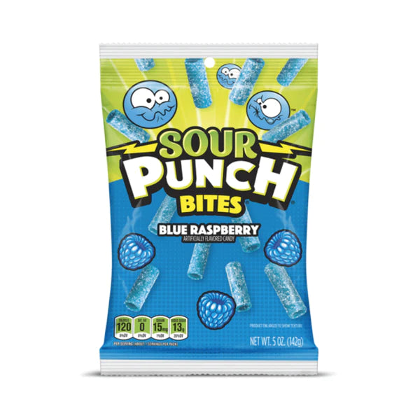 SOUR PUNCH BLUE RASPBERRY BITES PEG BAG 140g