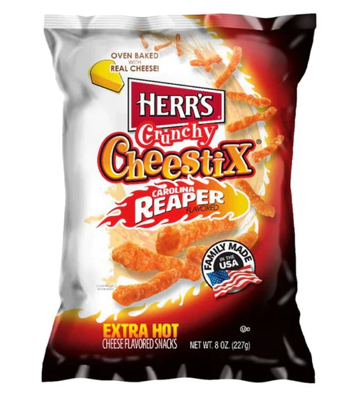 HERR'S CRUNCHY CHEESE STIX CAROLINA REAPER EXTRA HOT 227g