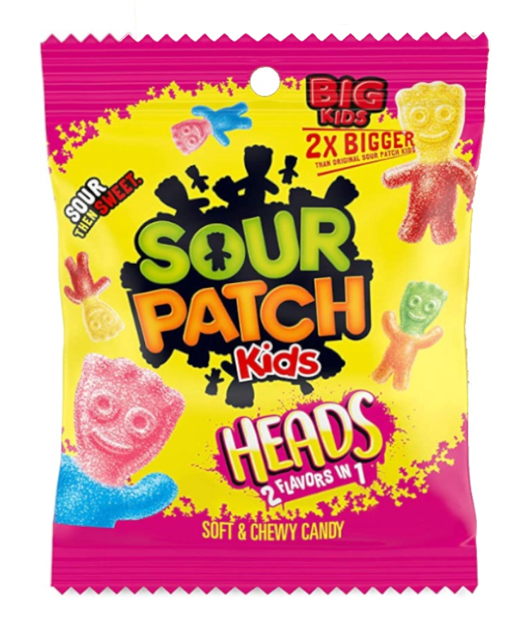 SOUR PATCH KIDS BIG HEADS PEG BAG 102g