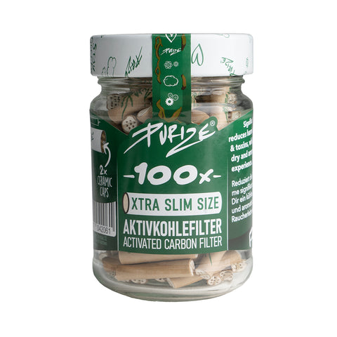 PURIZE Glass jar 100x XTRA Slim Size filters Organic