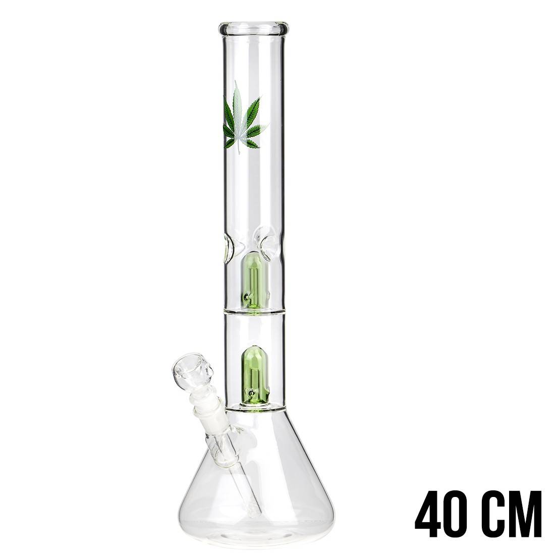 BANG EN VERRE BEAKER LEAF DOUBLE PERC 40CM