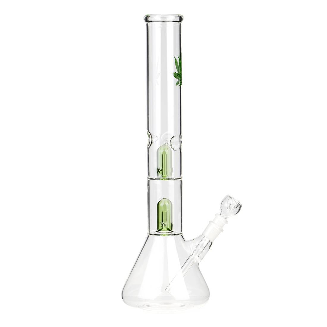 BANG EN VERRE BEAKER LEAF DOUBLE PERC 40CM