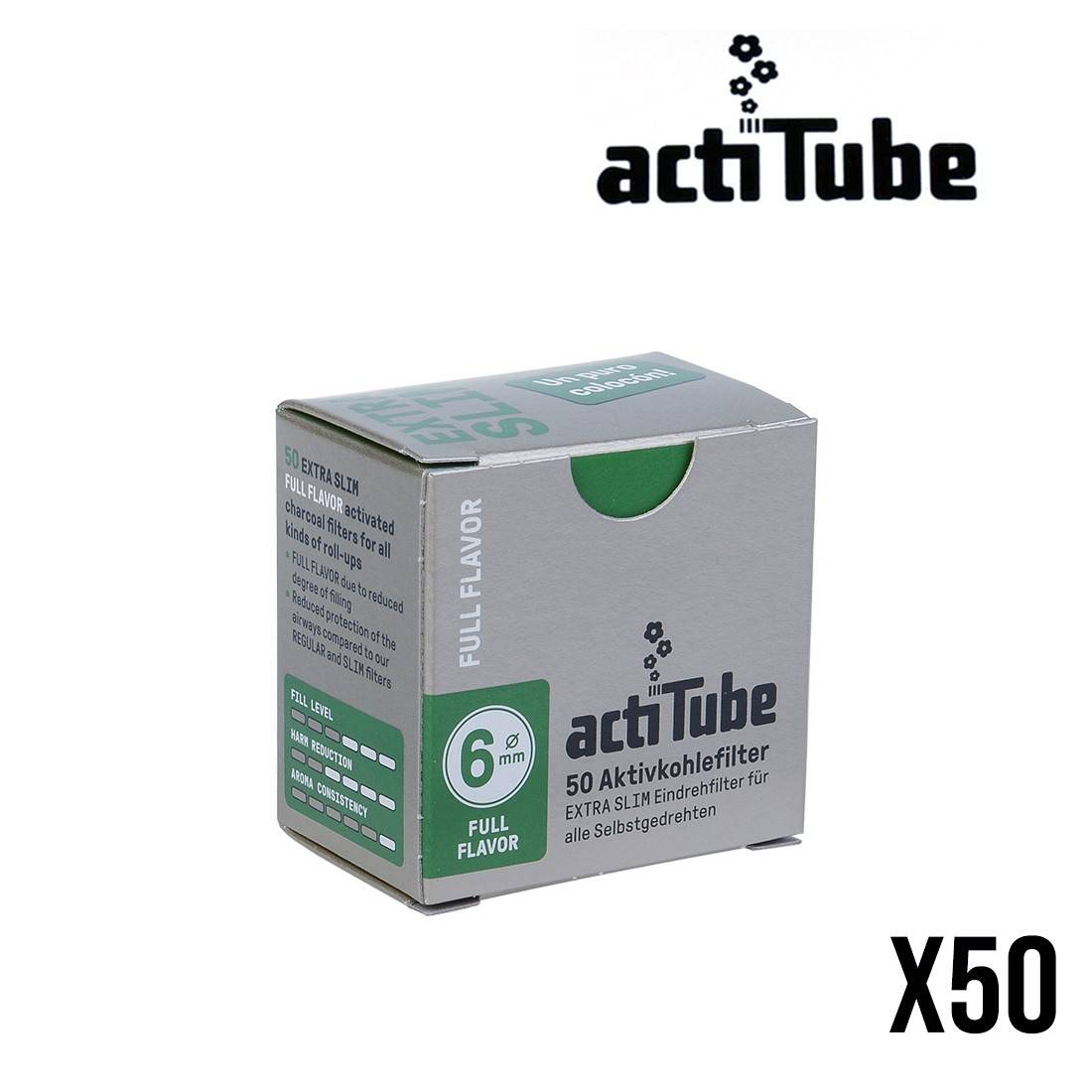 FILTRE A CHARBON ACTITUBE EXTRA SLIM FULL FLAVOR PAR 50