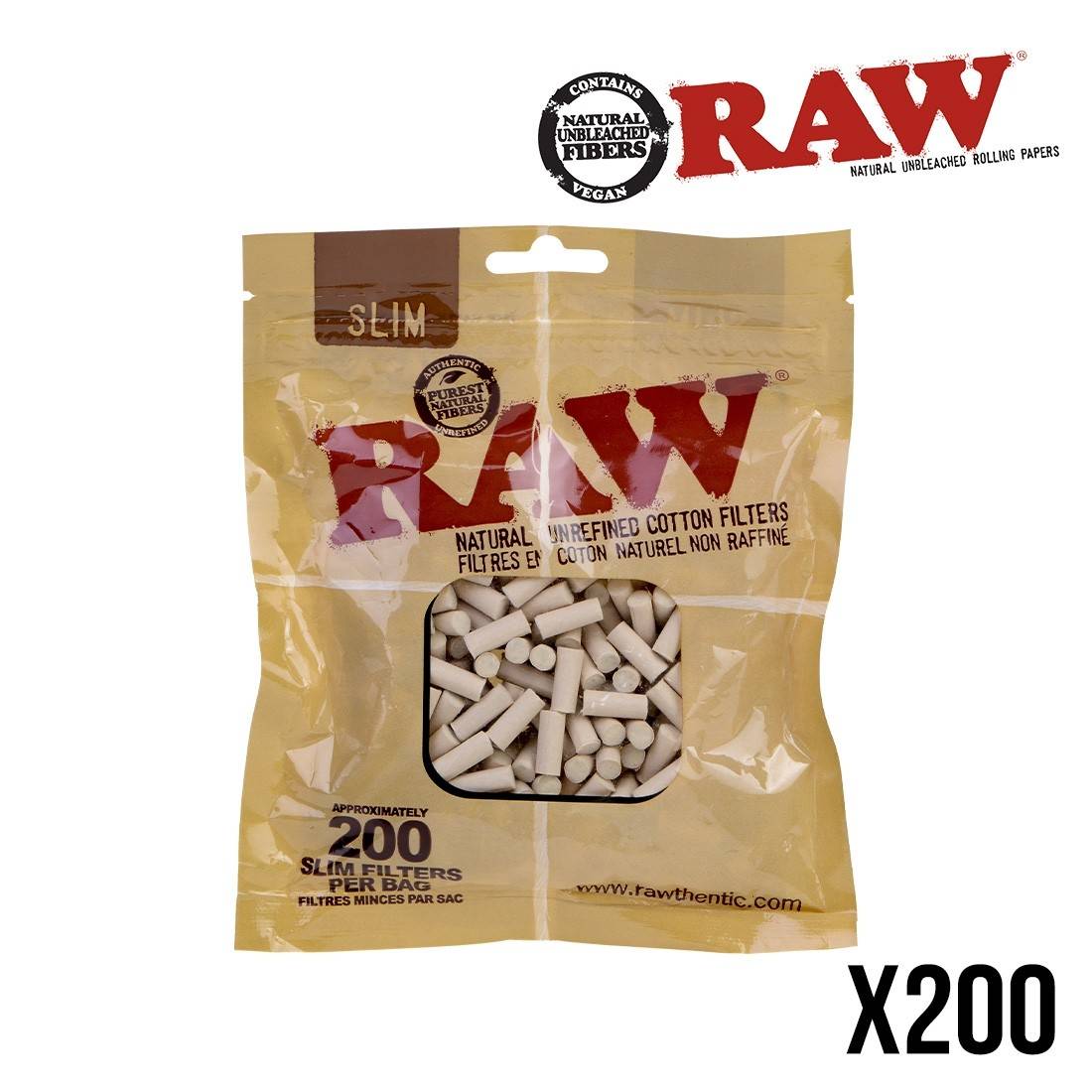 RAW unrefined cotton filters 6mm x200