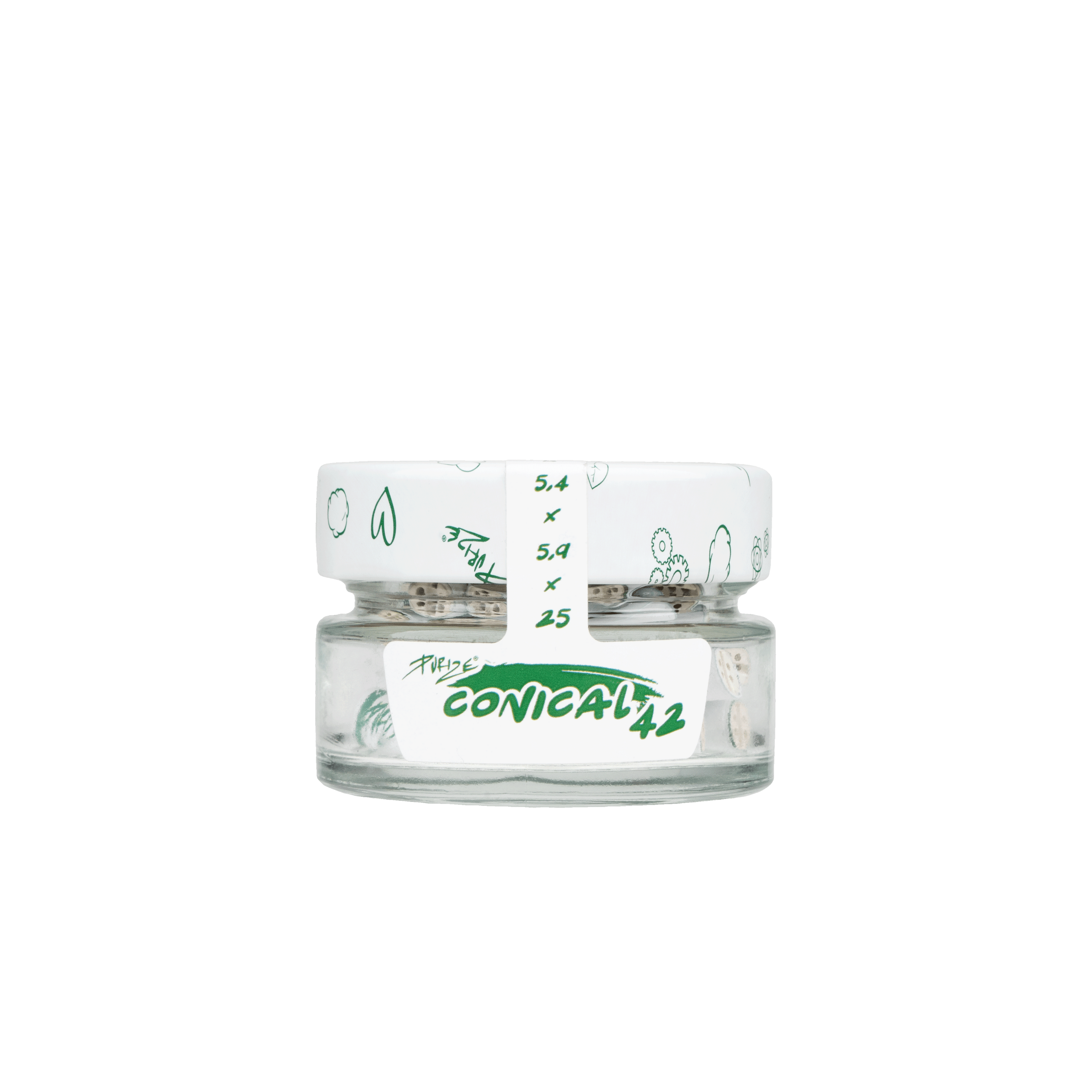 PURIZE Glass "42Conical" x25 XTRA Slim Size filters White