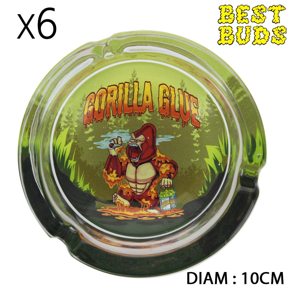 CENDRIER RONDS EN VERRE BEST BUDS "GORILLA GLUE" (10CM)