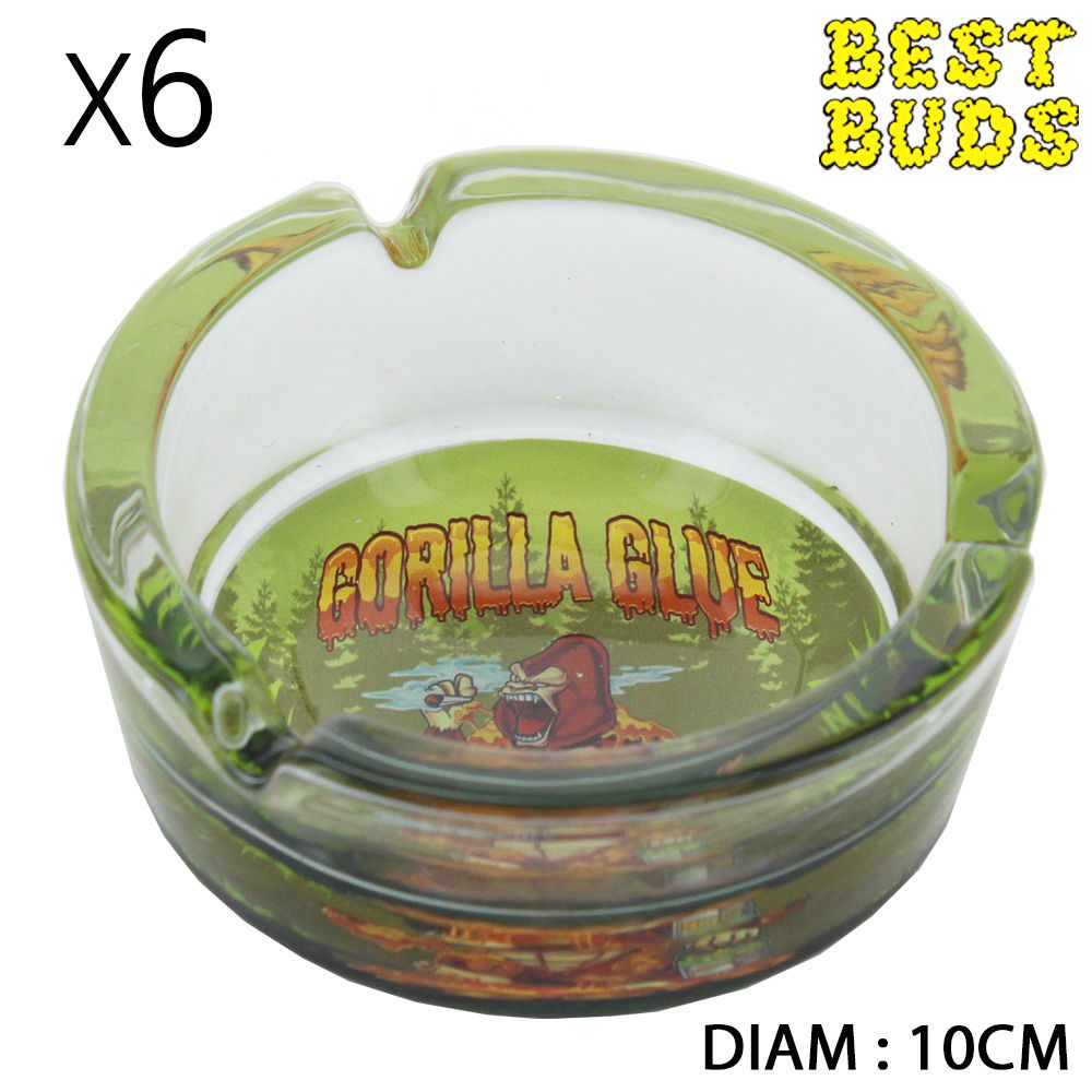 CENDRIER RONDS EN VERRE BEST BUDS "GORILLA GLUE" (10CM)