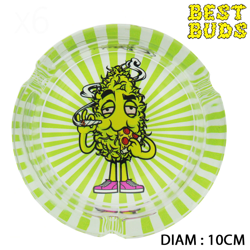 CENDRIER ROND EN VERRE BEST BUDS "PIZZA" (10CM)