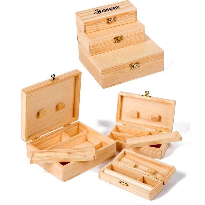 BOÎTE DE RANGEMENT ET ROULAGE EN BOIS (TAILLE L)